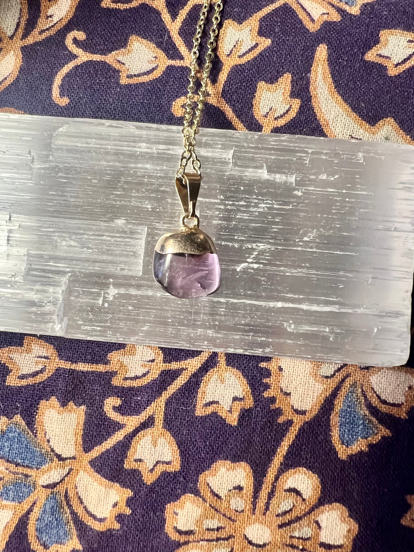 Small Amethyst with Gold Coloured Chain