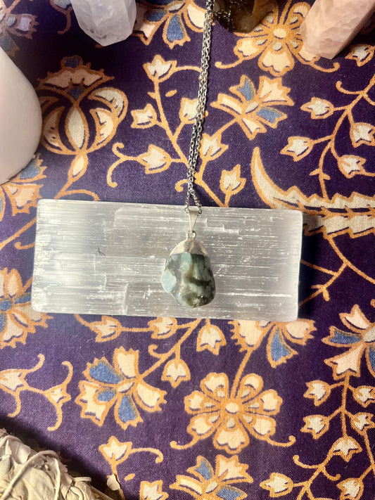 Unique Marble Effect Aventurine with Silver Coloured Chain